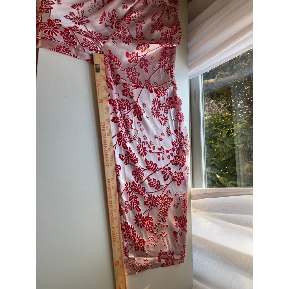 LIKELY Pink Red Floral Wide Leg Jumpsuit Satin Tie Front Size 8 NEW - Picture 13 of 13